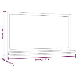 vidaXL Miroir de bain Chêne fumé 60x10,5x37 cm Bois d'ingénierie pas cher