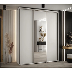 Abiks Meble Armoire à portes coulissantes Davos 3 235.2 x 200 x 60 3 portes coulissante (Blanc/Blanc/Argent)