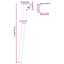 vidaXL Pieds de table basse 4 pcs blanc 72 cm acier pas cher