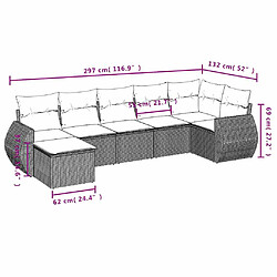 vidaXL Salon de jardin avec coussins 7 pcs gris clair résine tressée pas cher