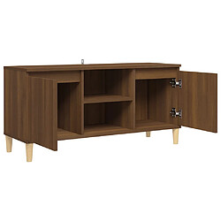 Avis vidaXL Meuble TV avec pieds en bois massif Chêne marron 103,5x35x50 cm