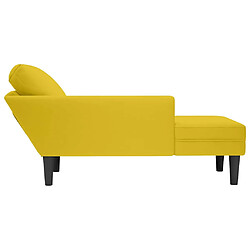 Acheter vidaXL Fauteuil long avec coussin et accoudoir droit jaune velours