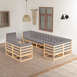 Maison Chic Salon de jardin 9 pcs + coussins - Mobilier/Meubles de jardin - Table et chaises d'extérieur Bois de pin massif -MN83795