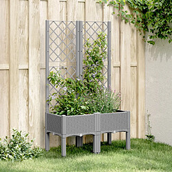 vidaXL Jardinière avec treillis gris clair 80x40x142 cm PP