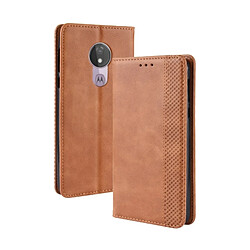 Wewoo Housse Coque Étui en cuir à boucle magnétique avec texture rétro et pour Motorola Moto G7 Power (version UE), support emplacements de cartes porte-monnaie (brun)