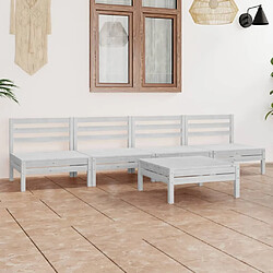 Maison Chic Salon de jardin 5 pcs - Table et chaises d'extérieur - Mobilier/Meubles de jardin Moderne Blanc Bois de pin massif -MN14684