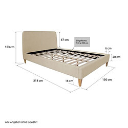 Avis Homestyle4U Lit capitonné 140x200 cm avec sommier à lattes Beige