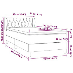 vidaXL Sommier à lattes de lit et matelas Crème 90x190 cm Tissu pas cher