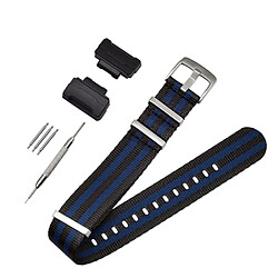 Bracelet en nylon Toile 3 boucles, bande bleue noire pour votre Casio GA-110/G-8900/DW-5600