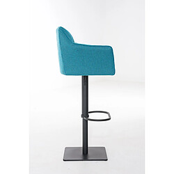 Avis Decoshop26 Tabouret de bar chaise haute de comptoir couture carrées assise en tissu turquoise cadre en métal noir 10_0004700