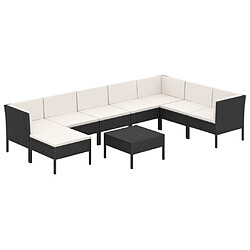 vidaXL Salon de jardin 9 pcs avec coussins Résine tressée Noir