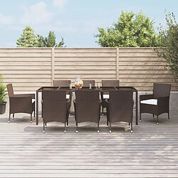 Ensemble salle à manger de jardin 9 pcs,Ensemble à dîner d'extérieur marron poly rotin -MN46997