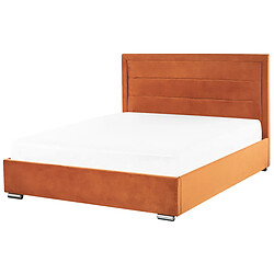 Acheter Beliani Lit avec coffre en velours orange foncé 140 x 200 cm ROUEN