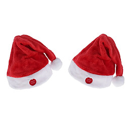 2x Chapeaux de Noël Musique, Bonnets de Noël pour Enfants , Chapeau de Père Mère Santa avec Serre-têtes Taille ajustable