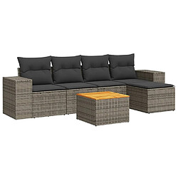 Maison Chic Salon de jardin 6 pcs avec coussins | Ensemble de Table et chaises | Mobilier d'Extérieur gris résine tressée -GKD96503