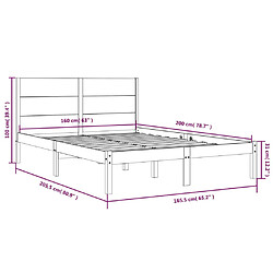 vidaXL Cadre de lit sans matelas blanc 160x200 cm bois de pin massif pas cher