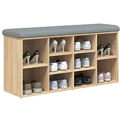 Decoshop26 Banc de rangement à chaussures couleur chêne 102 x 32 x 50 cm bois d'ingénierie brun DEC024885