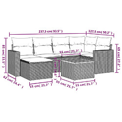 vidaXL Salon de jardin 7 pcs avec coussins noir résine tressée pas cher