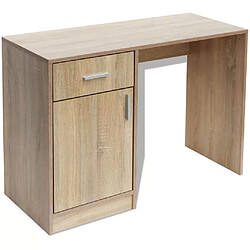 Helloshop26 Bureau table meuble travail informatique avec tiroir et placard 100 cm chêne 0502110