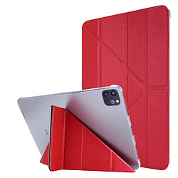 Etui en PU Texture de soie avec support origami rouge pour votre Apple iPad Pro 12.9 pouces (2021)