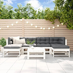 Maison Chic Salon de jardin 7 pcs - Table et chaises d'extérieur - Mobilier/Meubles de jardin Moderne Blanc Bois de pin massif -MN20362