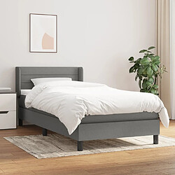 Maison Chic Lit Adulte - Lit simple Lit à sommier tapissier et matelas moelleux - Meuble de Chambre - Gris foncé 90x190 cm Tissu -MN29985