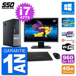 PC Dell 9020 SFF Ecran 19" Intel Core i7-4770 RAM 4Go SSD 960Go Windows 10 Wifi - Occasion