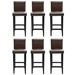 vidaXL Tabourets de bar lot de 6 marron foncé similicuir