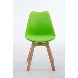 Decoshop26 Chaise de salle à manger x1 design scandinave en PVC et plastique vert et piètement à 4 pieds en bois clair 10_0003267