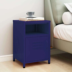 Maison Chic Table de chevet Table de Nuit Meuble de Rangement Bleu marine 35x35x51 cm Acier