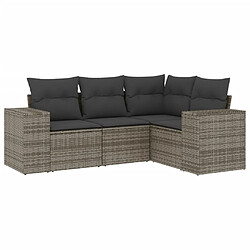 Maison Chic Salon de jardin 4 pcs avec coussins | Ensemble de Table et chaises | Mobilier d'Extérieur gris résine tressée -GKD12216