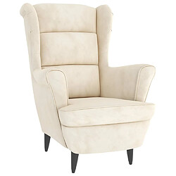 vidaXL Fauteuil blanc crème velours