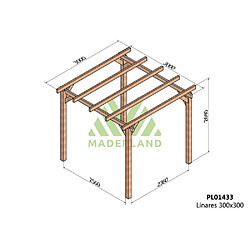 Maderland Pergola en bois lamellé-collé Linares 300 x 300 cm