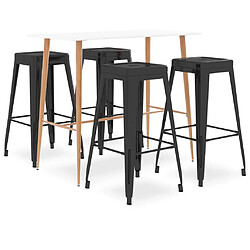 vidaXL Ensemble de bar 5 pcs Blanc et noir