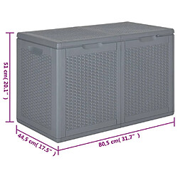 vidaXL Boîte de rangement de jardin gris PP rotin 180 L pas cher