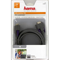 HAMA Câble moniteur VGA, Fiche Sub-D15hd mâle - Fiche Sub-D15hd mâle, 3,00m