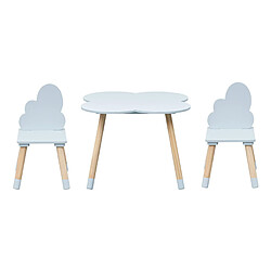 Mobili Rebecca Table et 2 chaises pour enfants Rebecca Mobili Sitka 44x60x60 MDF Bois Bleu ciel Marron Scandinave ENSEMBLE 3 pcs