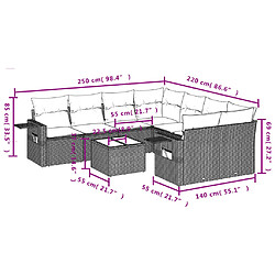 Avis Maison Chic Salon de jardin avec coussins 9 pcs | Ensemble de Table et chaises | Mobilier d'Extérieur beige résine tressée -GKD35845