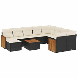 Maison Chic Salon de jardin 11 pcs avec coussins, Ensemble Tables et chaises d'extérieur noir résine tressée -GKD798726