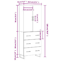 vidaXL Buffet haut Blanc 69,5x34x180 cm Bois d'ingénierie pas cher