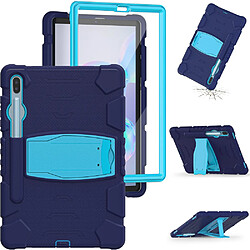 Coque en TPU + Silicone Résistant aux impacts souple avec béquille bleu marine/bleu pour votre Samsung Galaxy Tab S6 SM-T860 (Wi-Fi)/SM-T865 (LTE)/SM-T867