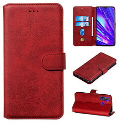 Wewoo Housse Coque Pour OPPO Realme 5 Pro / Q Classic Calf Texture Horizontal Flip PU en cuiravec support et fentes cartes et portefeuille rouge