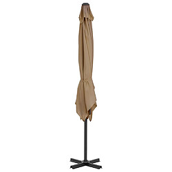 Avis Helloshop26 Parasol meuble de jardin en porte-à-faux et mât en aluminium 250 x 250 cm taupe 02_0008636