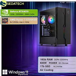 Sedatech PC Gamer • AMD Ryzen 7 5700X3D • RTX4070 • 16Go RAM • 1To SSD M.2 • Windows 11