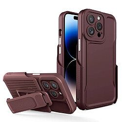 Coque en TPU anti-chocs avec béquille à clip amovible pour votre iPhone 14 Pro - café