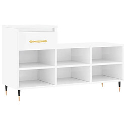 Maison Chic Armoire à chaussure,Meuble à Chaussures Blanc brillant 102x36x60 cm Bois ingénierie -MN96658