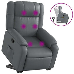 vidaXL Fauteuil inclinable de massage Gris Similicuir