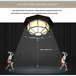 Avis BESTA Plafonnier extérieur LED 12 W, applique murale extérieure avec détecteur de mouvement, métal classique/verre, noir, lumière extérieure, plafonnier, lampe extérieure, lumière blanche
