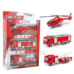 Universal Jouets pour enfants, roulettes en or, trois paquets d'échelles d'incendie, réservoirs d'eau, camions, hélicoptères, modèles, cadeaux pour garçons.(Rouge)