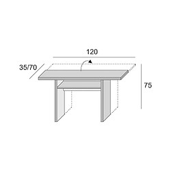 Inside 75 Table console extensible LOUPA chêne canyon foncé plateau rabattable pieds extensibles